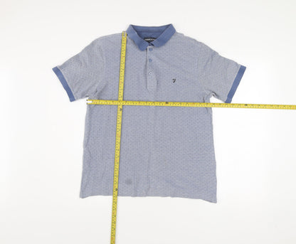 Farah Jeans Men's Blue Medium Polo Shirt Short Sleeve Cotton