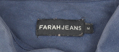 Farah Jeans Men's Blue Medium Polo Shirt Short Sleeve Cotton