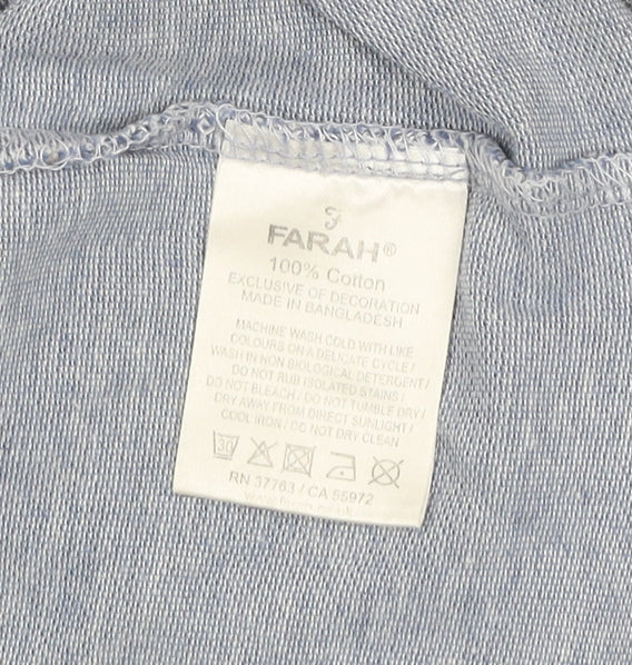 Farah Jeans Men's Blue Medium Polo Shirt Short Sleeve Cotton
