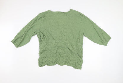 Gallery Women’s Green XL Wrap Blouse 3/4 Sleeve V-Neck Top