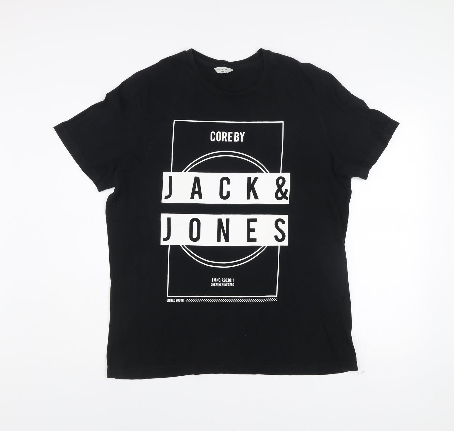 Jack & Jones Men’s Black XL Graphic Print Crew Neck T-Shirt
