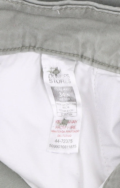 Debenhams Men's Grey Chino Trousers 34W 31L Regular Fit