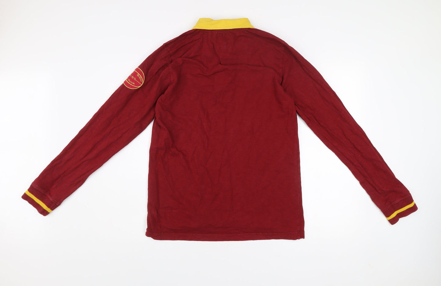 AS Roma Men Red Cotton Long Sleeve Collared Football Shirt M