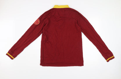 AS Roma Men Red Cotton Long Sleeve Collared Football Shirt M