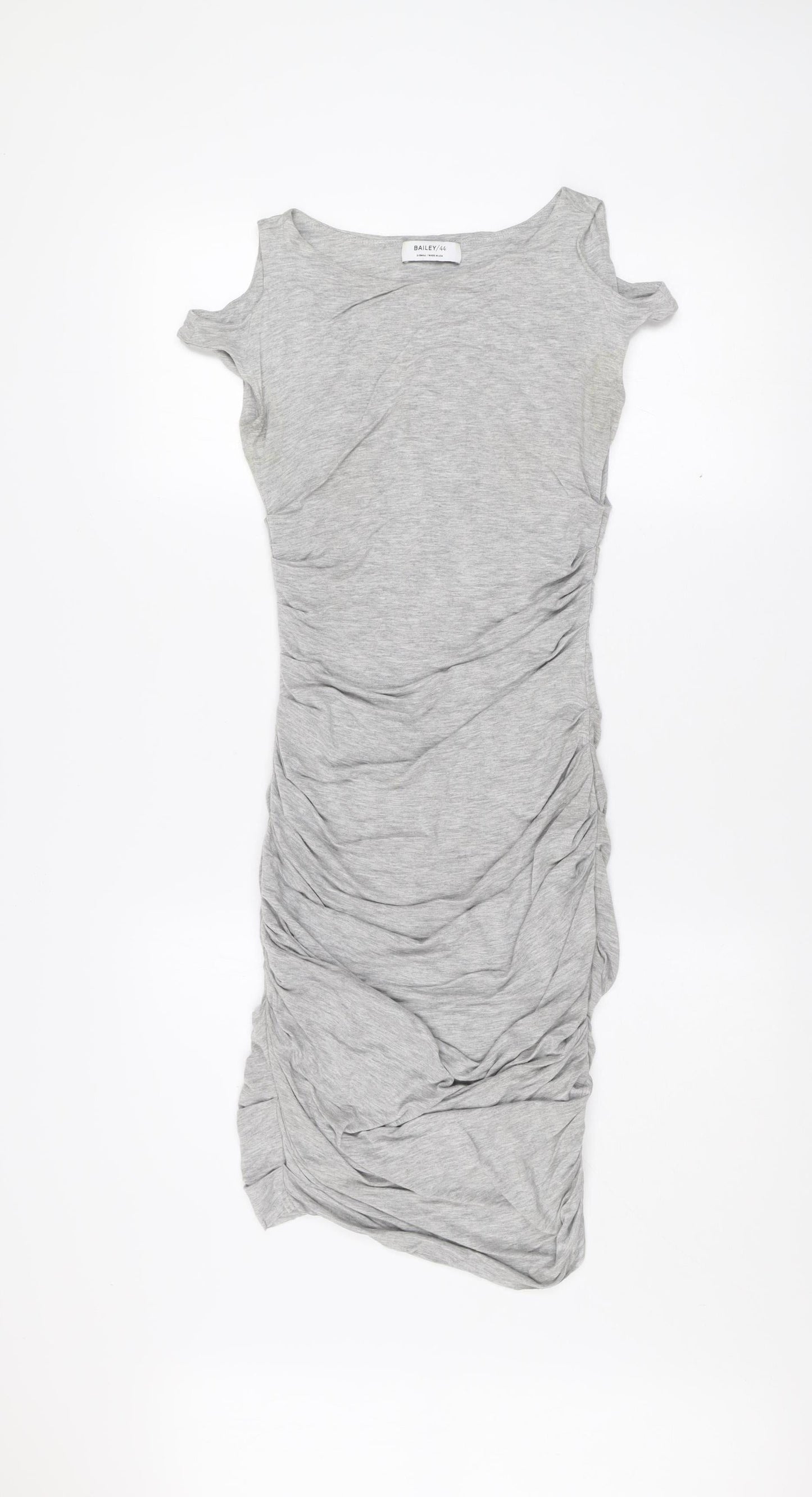 Bailey/44 Womens Grey XS Bodycon Ruched Jersey Scoop Neck Dress