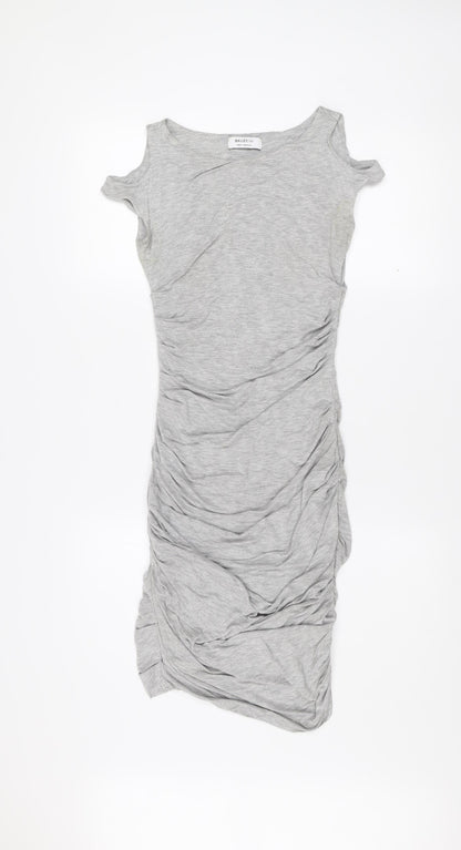 Bailey/44 Womens Grey XS Bodycon Ruched Jersey Scoop Neck Dress