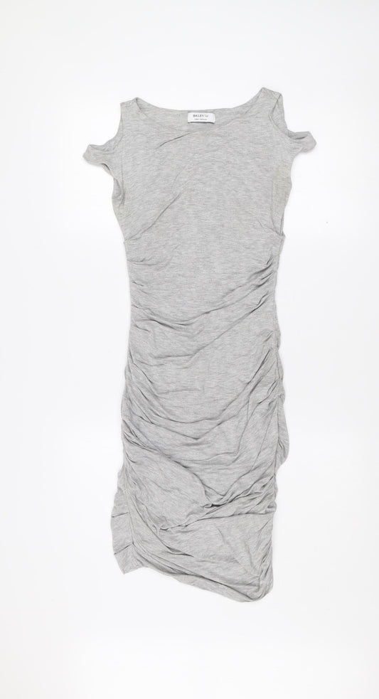 Bailey/44 Womens Grey XS Bodycon Ruched Jersey Scoop Neck Dress