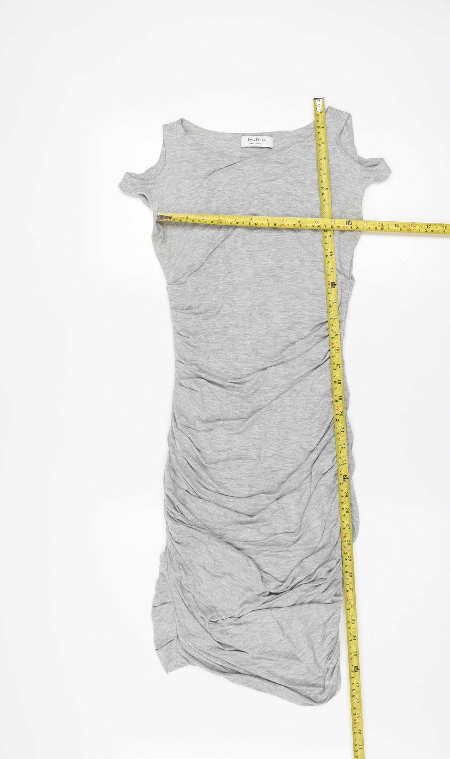 Bailey/44 Womens Grey XS Bodycon Ruched Jersey Scoop Neck Dress