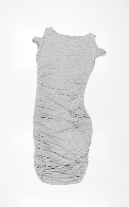 Bailey/44 Womens Grey XS Bodycon Ruched Jersey Scoop Neck Dress