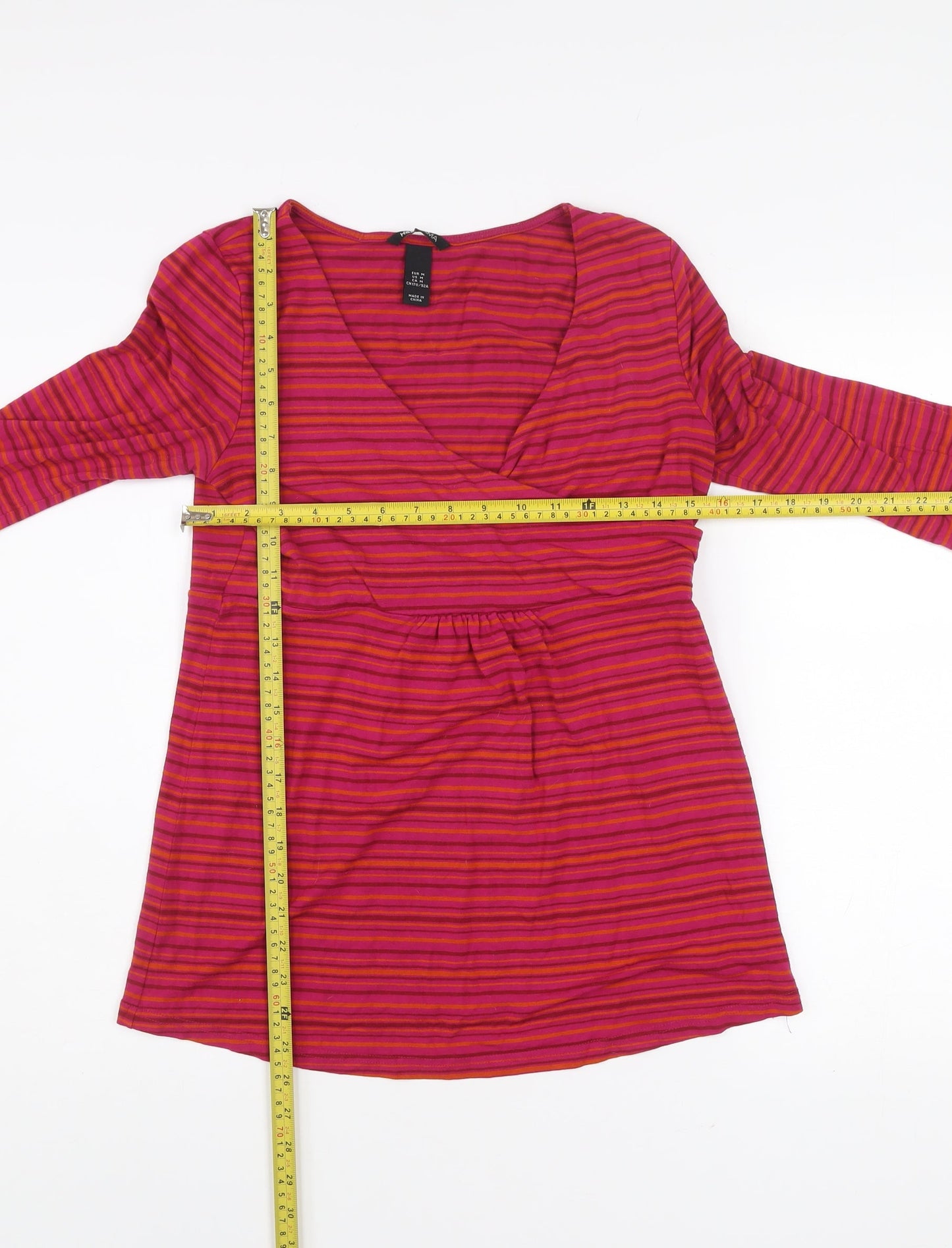H&M Mama Womens Maternity Striped Wrap Blouse Size 12 Multicoloured