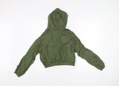 Rio Womens Green XS Cropped Hooded Zip Windbreaker Jacket