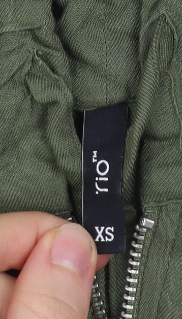 Rio Womens Green XS Cropped Hooded Zip Windbreaker Jacket
