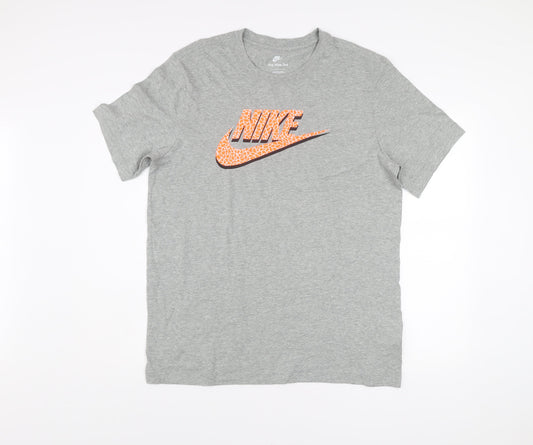 Nike Men's Grey Graphic Logo T-Shirt Size L Short Sleeve Cotton