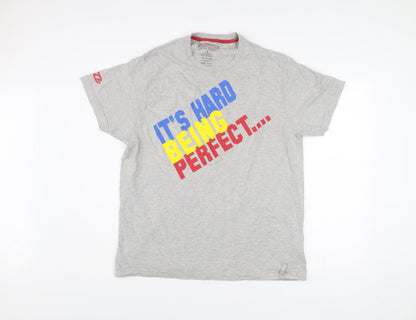 Defiant Men's Grey XL Funny Graphic Print Crew Neck T-Shirt