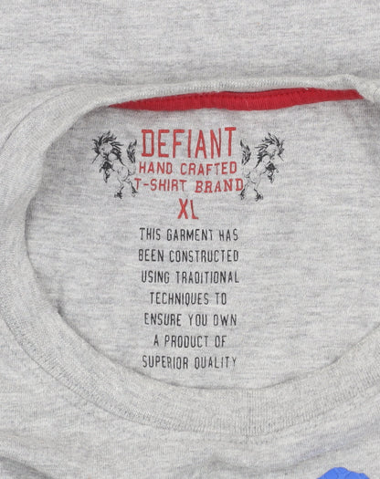 Defiant Men's Grey XL Funny Graphic Print Crew Neck T-Shirt