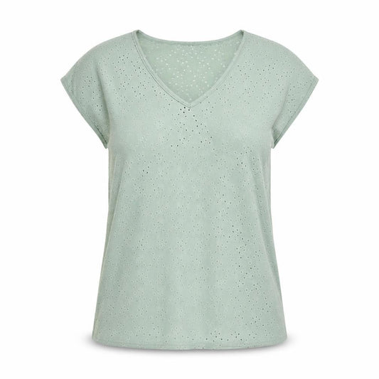 Alexara Womens Green V-Neck Short Sleeve Stretch T-Shirt Size M