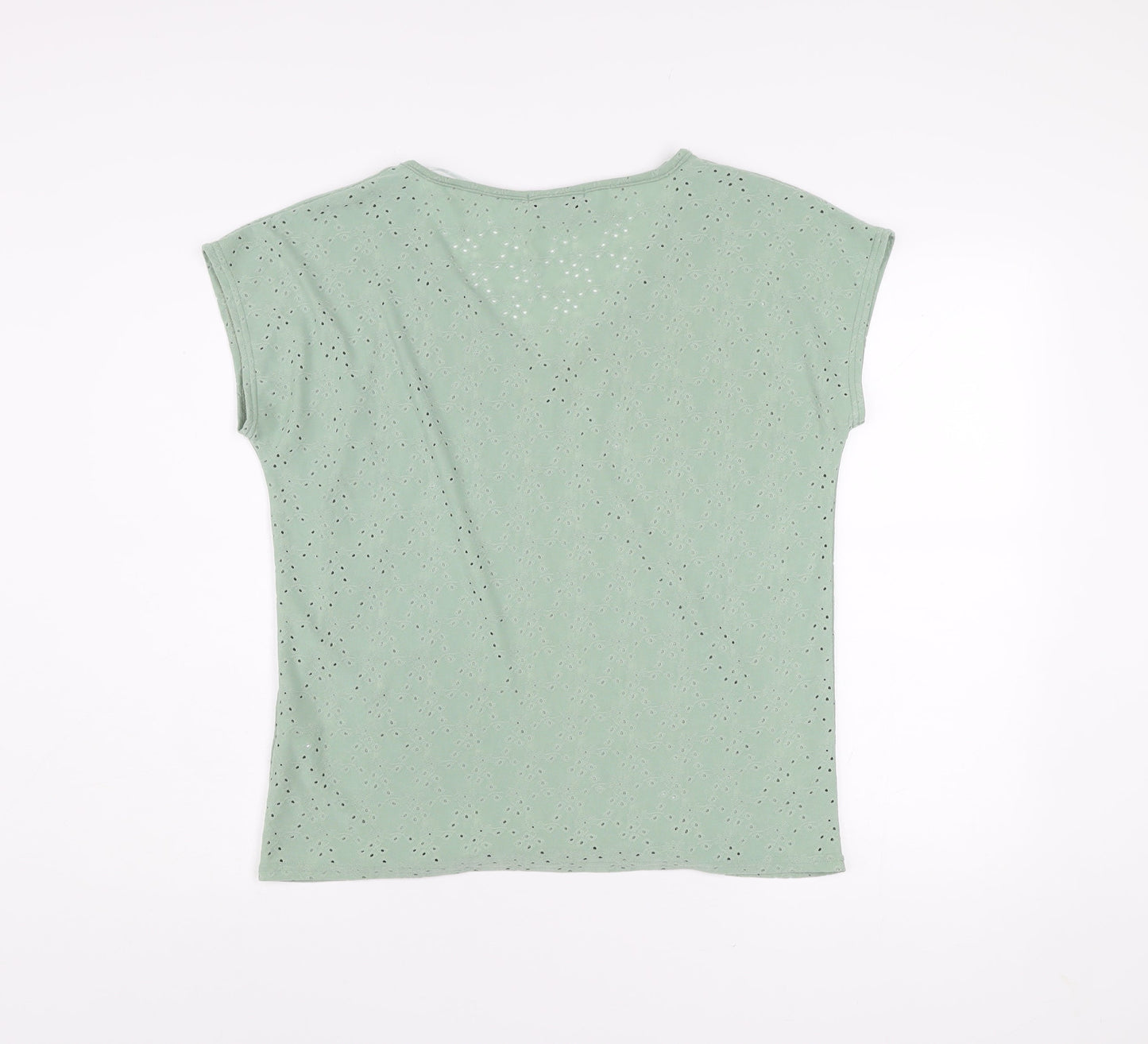 Alexara Womens Green V-Neck Short Sleeve Stretch T-Shirt Size M