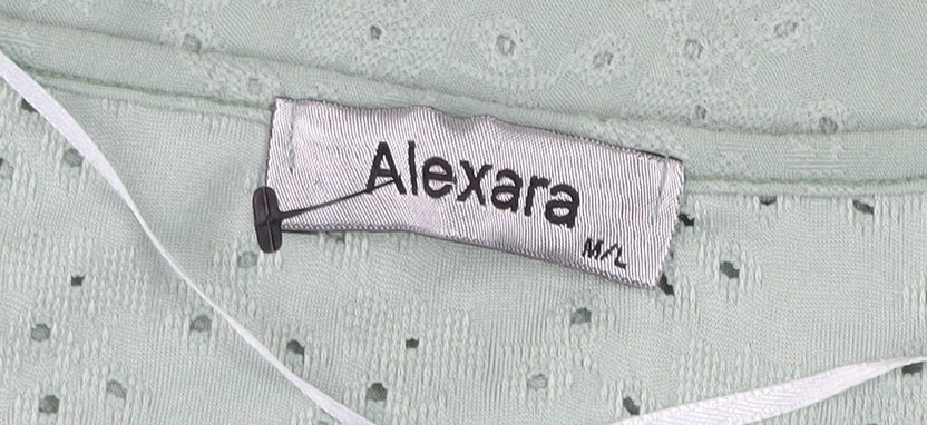 Alexara Womens Green V-Neck Short Sleeve Stretch T-Shirt Size M