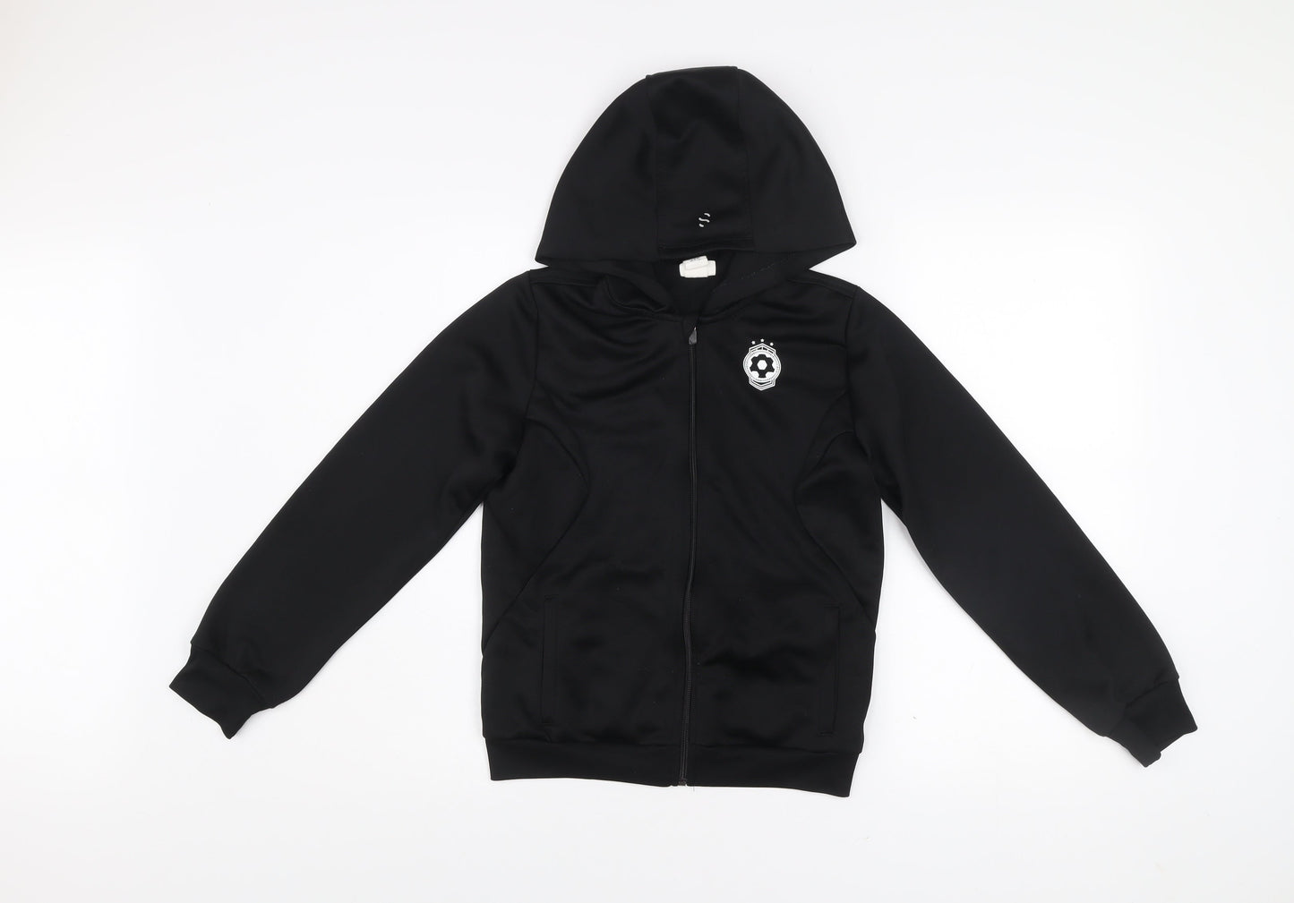 H&M Boys Black 11-12 Years Track Jacket Hooded Full Zip Sport Activewear