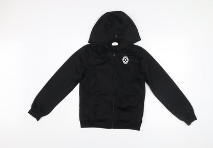 H&M Boys Black 11-12 Years Track Jacket Hooded Full Zip Sport Activewear