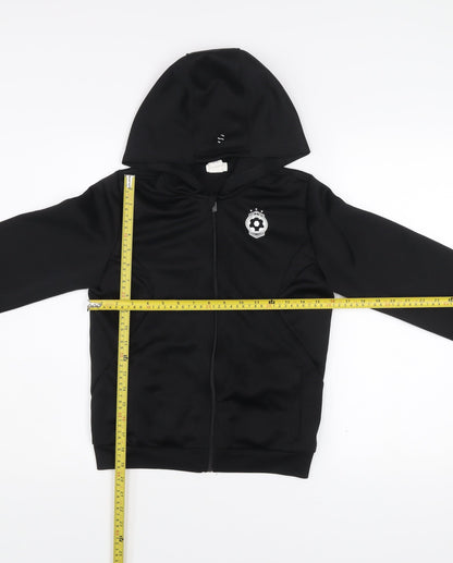 H&M Boys Black 11-12 Years Track Jacket Hooded Full Zip Sport Activewear