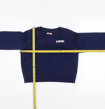 Levi's Girls Blue Logo Crew Neck Long Sleeve Pullover Sweatshirt 12 Years