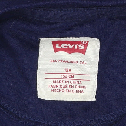 Levi's Girls Blue Logo Crew Neck Long Sleeve Pullover Sweatshirt 12 Years