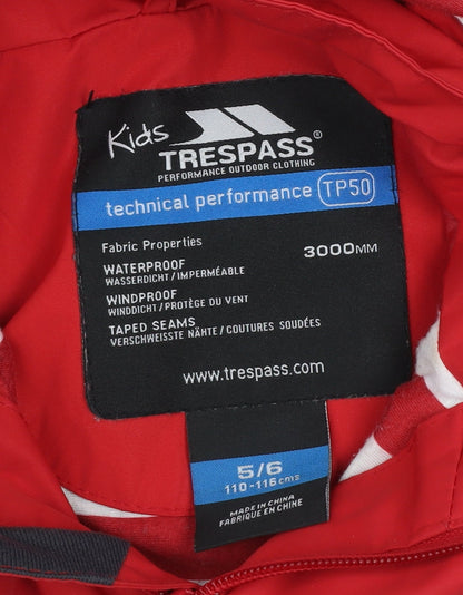 Boys UK Size 5-6 Years Trespass Red Rain Coat