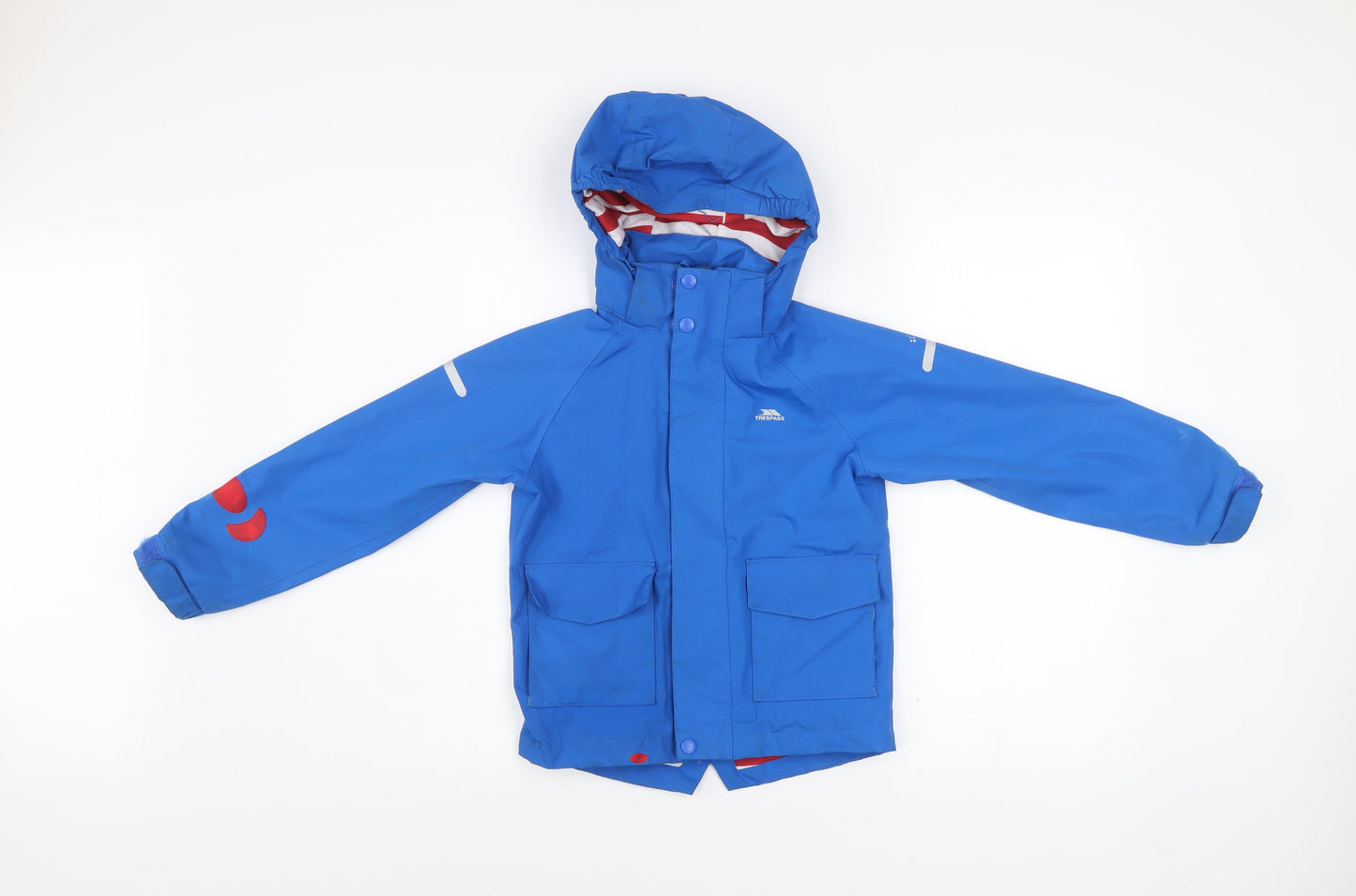 Trespass Boys Blue Waterproof Rain Coat Jacket 5-6 Years Hooded
