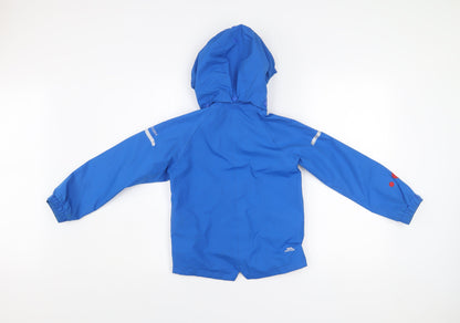 Trespass Boys Blue Waterproof Rain Coat Jacket 5-6 Years Hooded