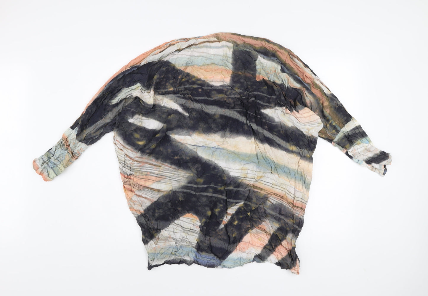 Women's Multicoloured Viscose Shift Dress Size 2 Long Sleeve