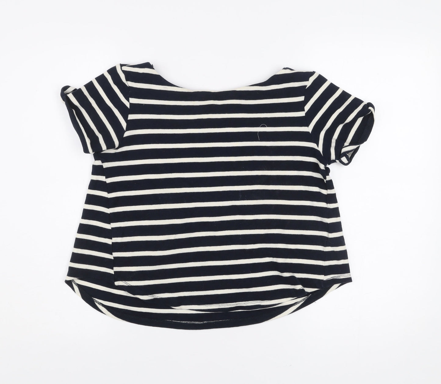 Zara Women’s Black White Striped Scoop Neck T-Shirt Size S