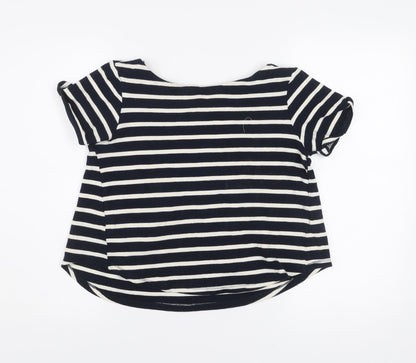 Zara Women’s Black White Striped Scoop Neck T-Shirt Size S