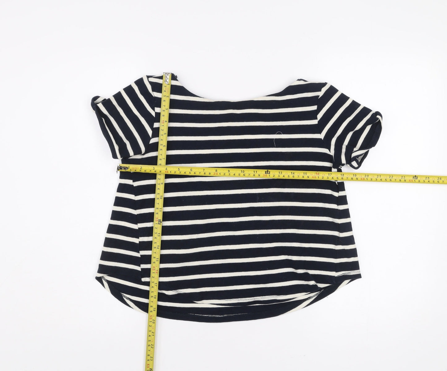 Zara Women’s Black White Striped Scoop Neck T-Shirt Size S