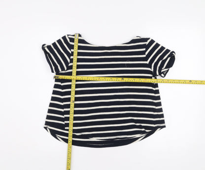 Zara Women’s Black White Striped Scoop Neck T-Shirt Size S