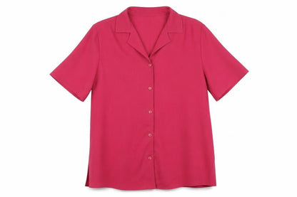 Berkertex Women Pink Size 12 Short Sleeve Button-Up Blouse