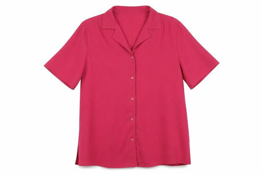 Berkertex Women Pink Size 12 Short Sleeve Button-Up Blouse