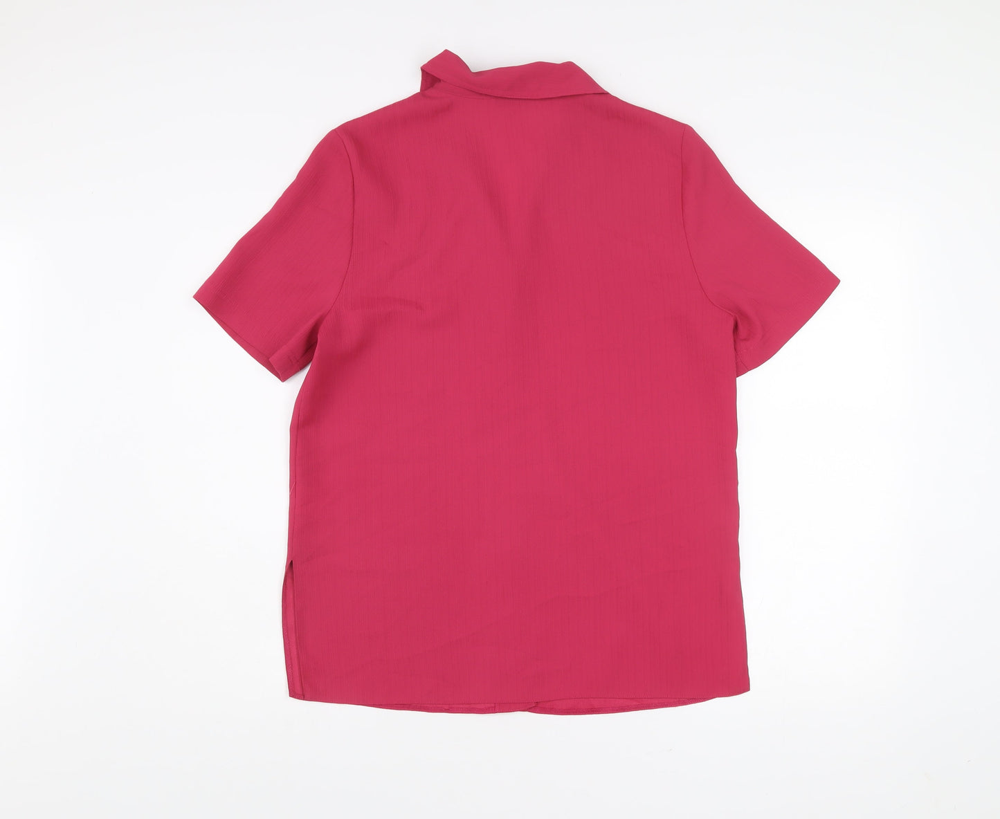 Berkertex Women Pink Size 12 Short Sleeve Button-Up Blouse