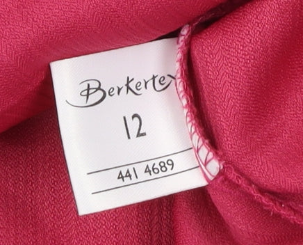 Berkertex Women Pink Size 12 Short Sleeve Button-Up Blouse