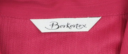 Berkertex Women Pink Size 12 Short Sleeve Button-Up Blouse