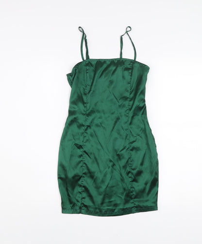 PrettyLittleThing Women’s Green Satin Slip Dress UK 4 Partywear