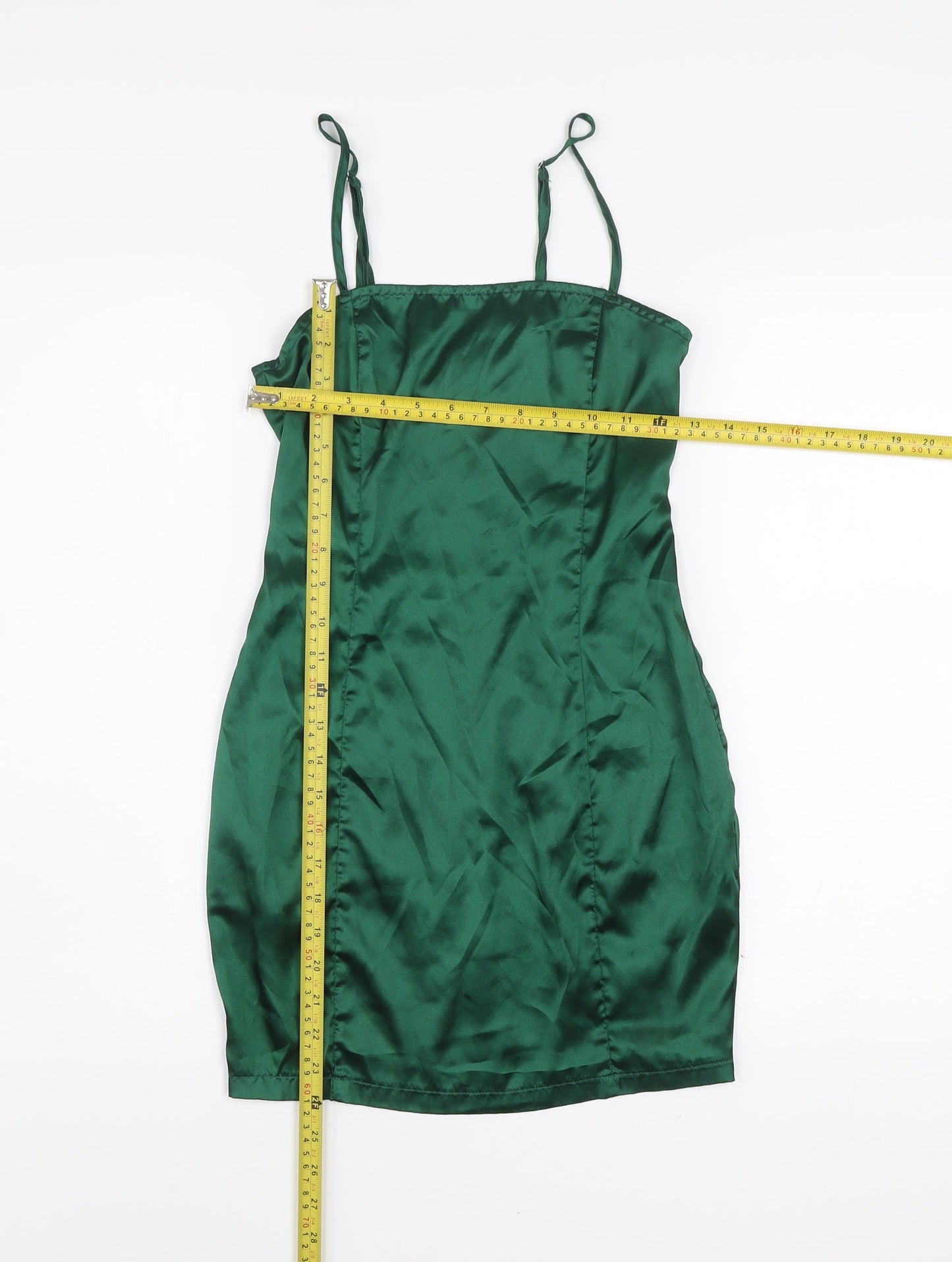 PrettyLittleThing Women’s Green Satin Slip Dress UK 4 Partywear