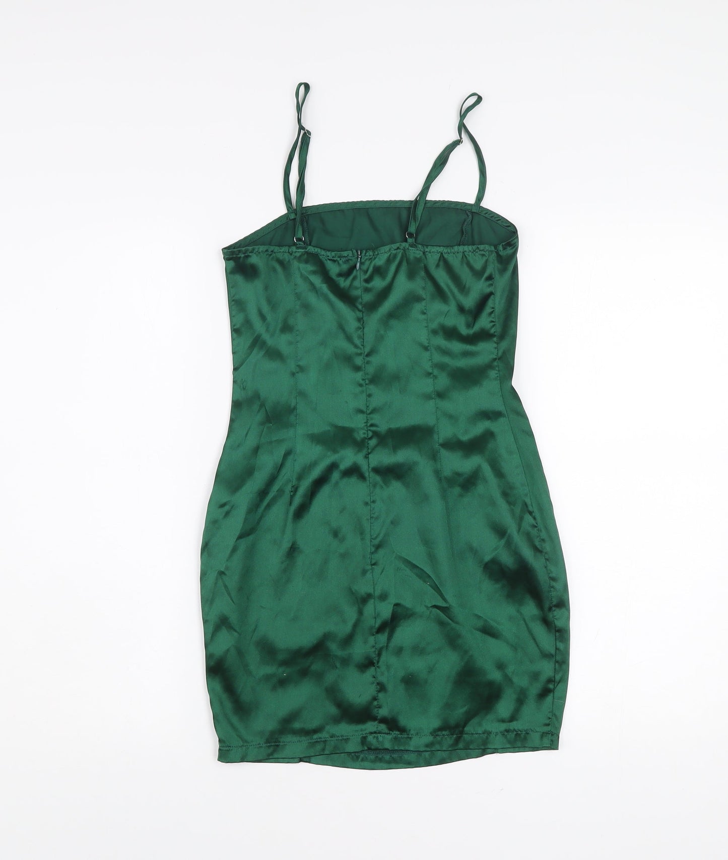 PrettyLittleThing Women’s Green Satin Slip Dress UK 4 Partywear