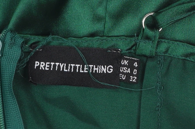 PrettyLittleThing Women’s Green Satin Slip Dress UK 4 Partywear
