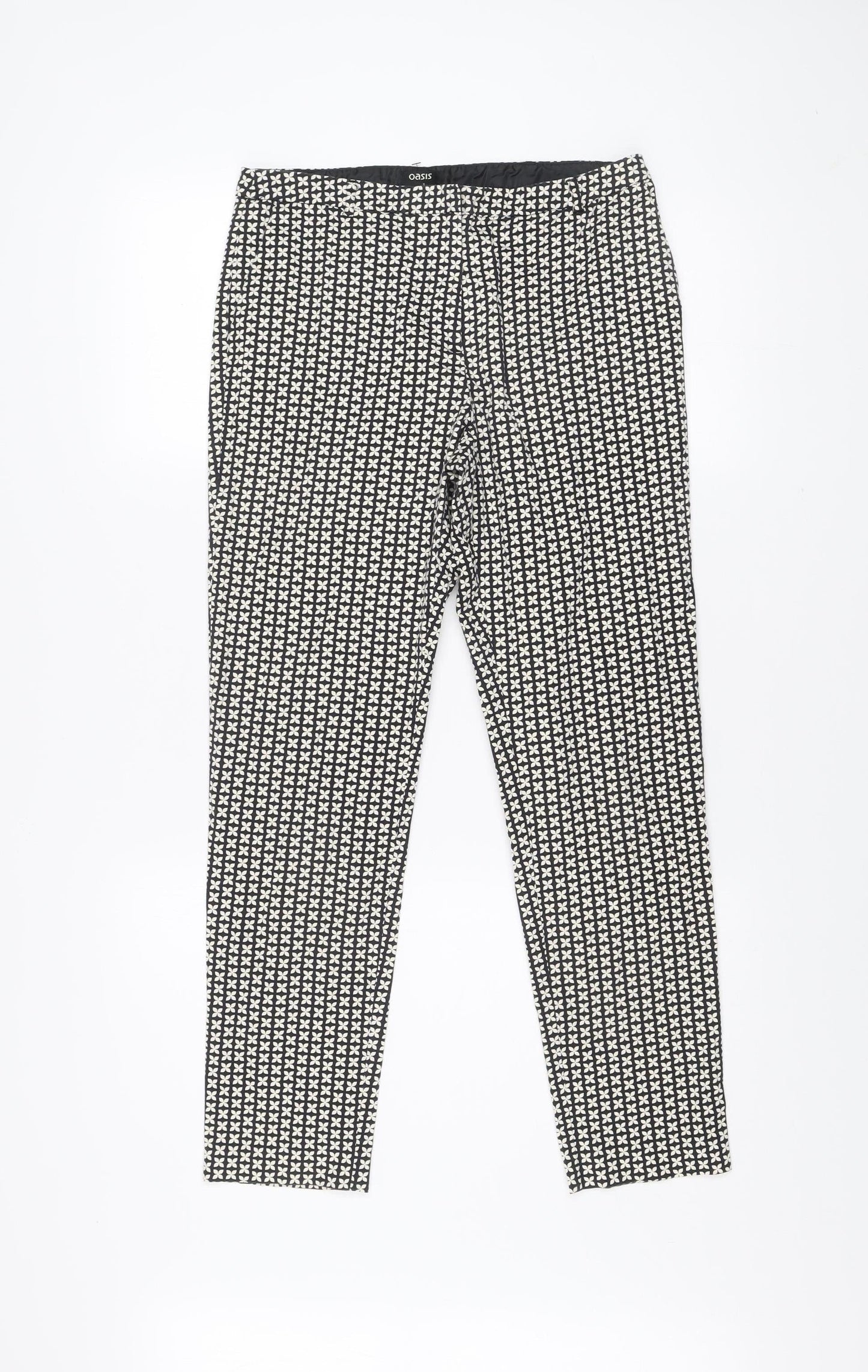 Oasis Women’s Black Geometric Slim Trousers Size 10