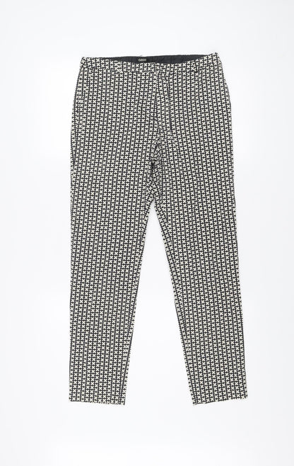Oasis Women’s Black Geometric Slim Trousers Size 10