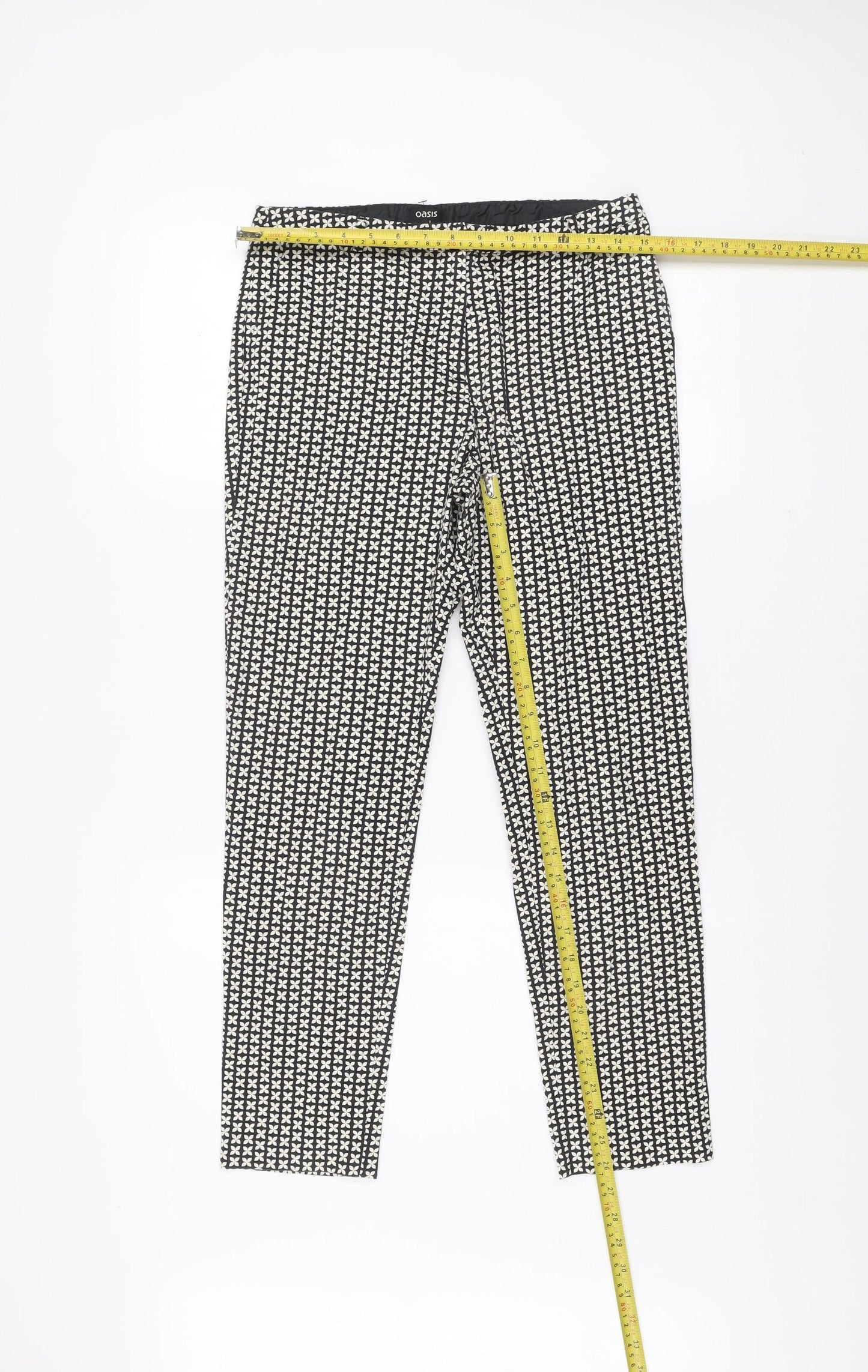 Oasis Women’s Black Geometric Slim Trousers Size 10