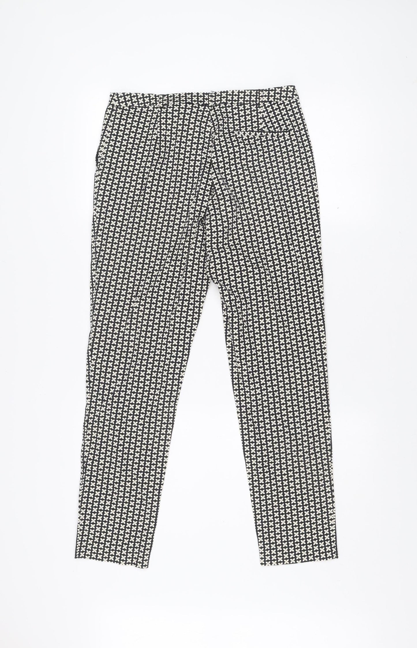Oasis Women’s Black Geometric Slim Trousers Size 10