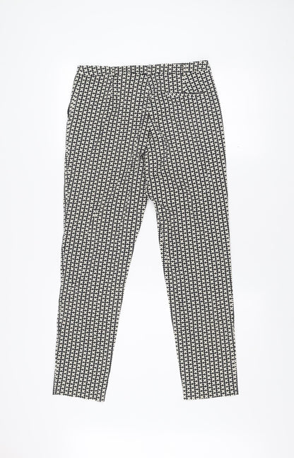 Oasis Women’s Black Geometric Slim Trousers Size 10