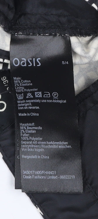 Oasis Women’s Black Geometric Slim Trousers Size 10